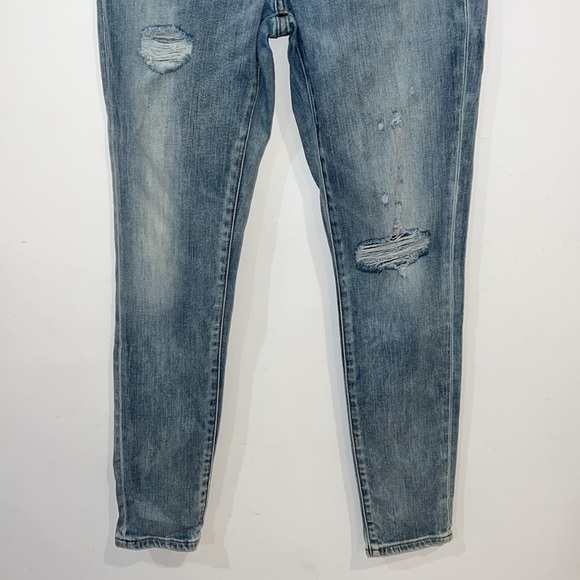 Denim Forum Blue Distressed Lola high rise skinny crop raw hem jeans size 29 - Picture 5 of 14